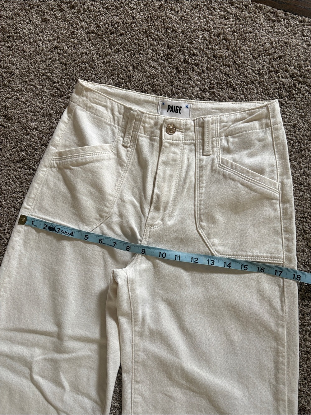 PAIGE Cream Wide-Leg Crop Jeans - Picture 11 of 11